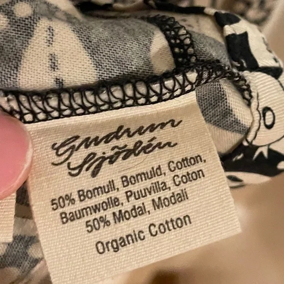 Gudrun Sjoden unworn Leaf abstract Pattern tan and black Tunic Top Size Large - Picture 4 of 4